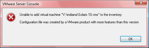VMware Server Console error message